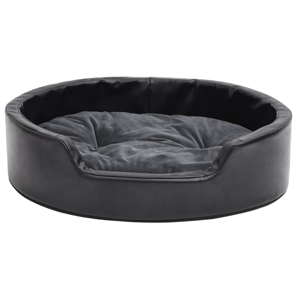 Vidaxl Dog Basket 69x59x19 cm en peluche et cuir artificiel noir et gris foncé