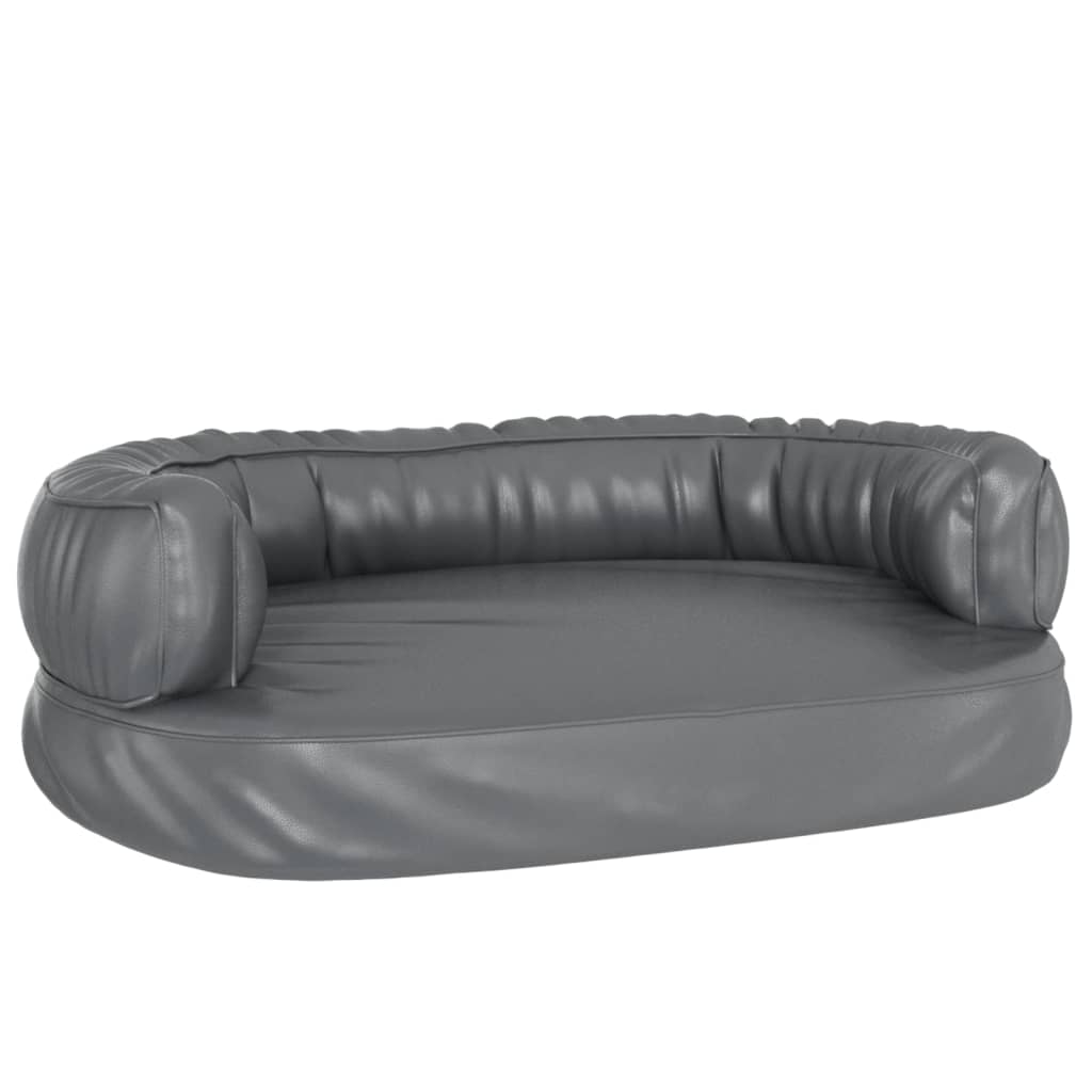Vidaxl Dog Panier avec mousse ergonomique 60x42 cm en cuir artificiel gris