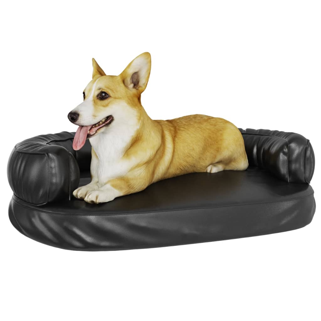 Vidaxl Dog Panier avec mousse ergonomique 75x53 cm en cuir artificiel noir