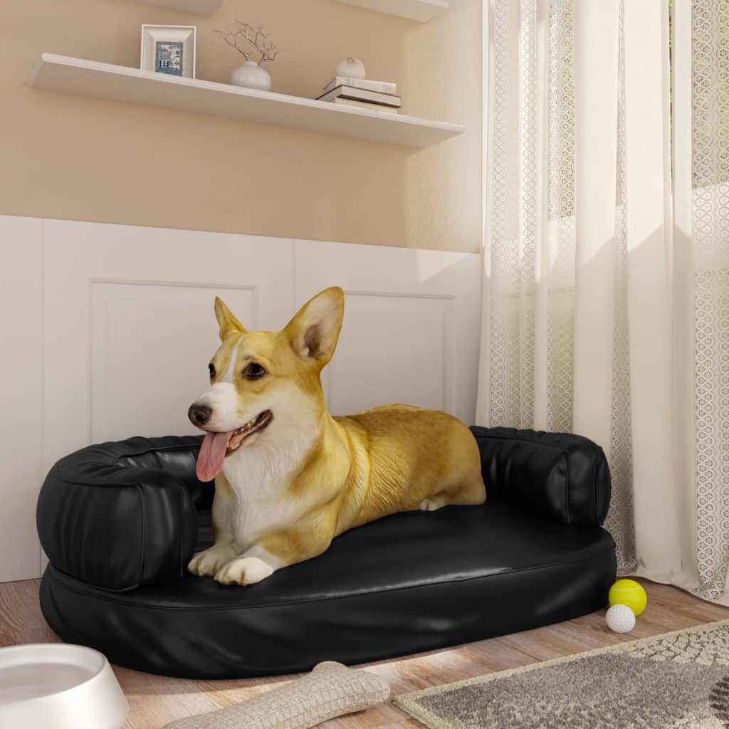 Vidaxl Dog Panier avec mousse ergonomique 75x53 cm en cuir artificiel noir