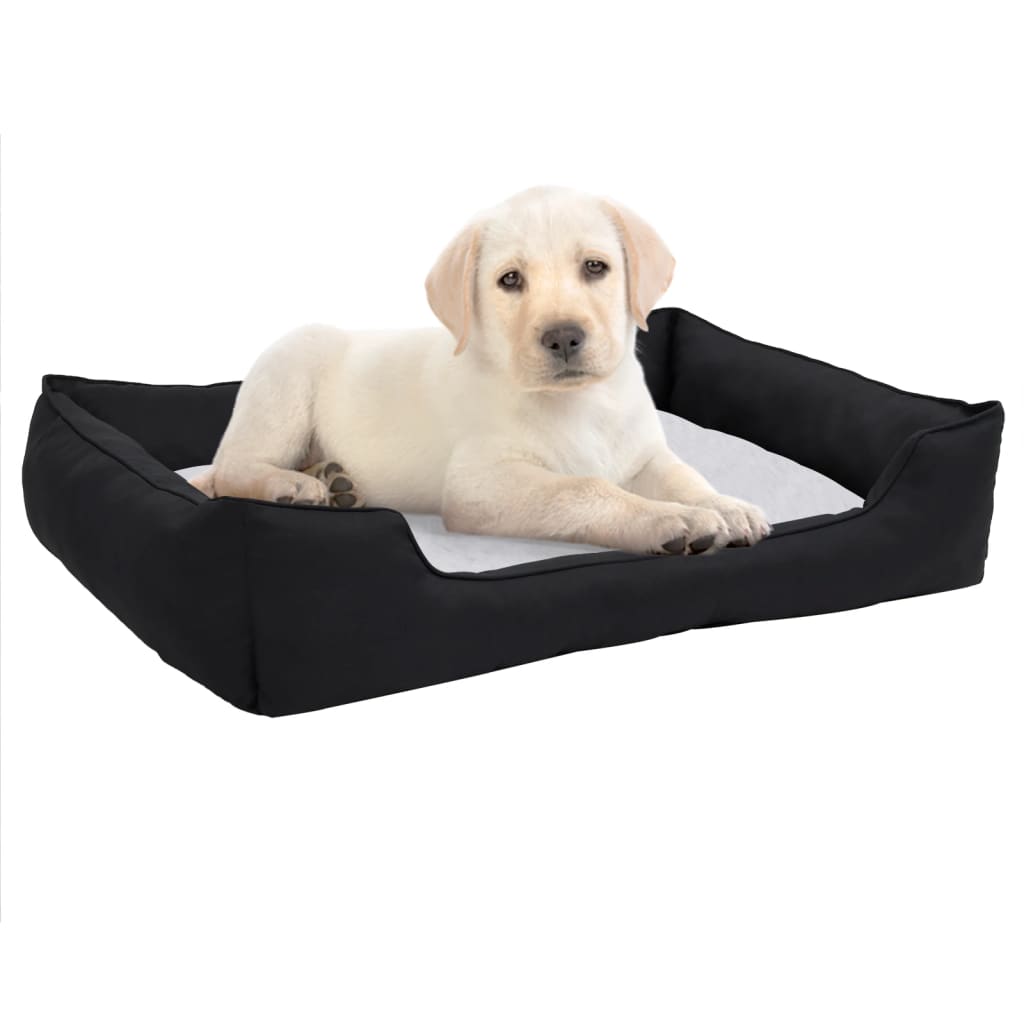 Vidaxl Dog Basket lin Look 85.5x70x23 cm en molleton noir et blanc