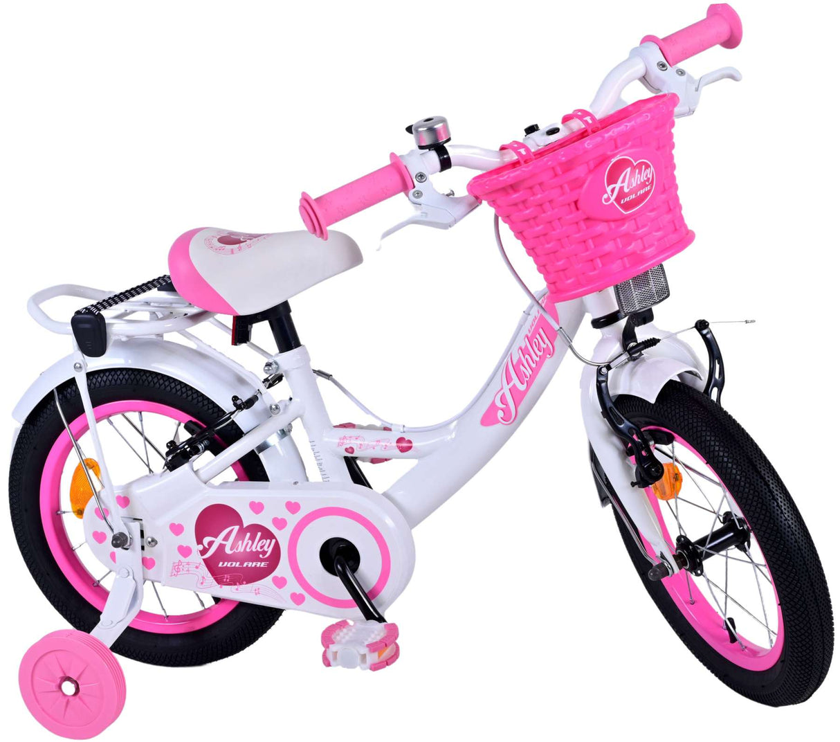Volare Ashley Children's Bike Girls 14 pouces blancs blancs freins à main