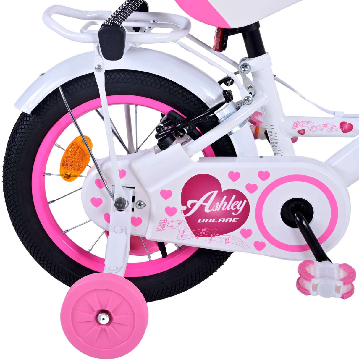 Volare Ashley Children's Bike Girls 14 pouces blancs blancs freins à main