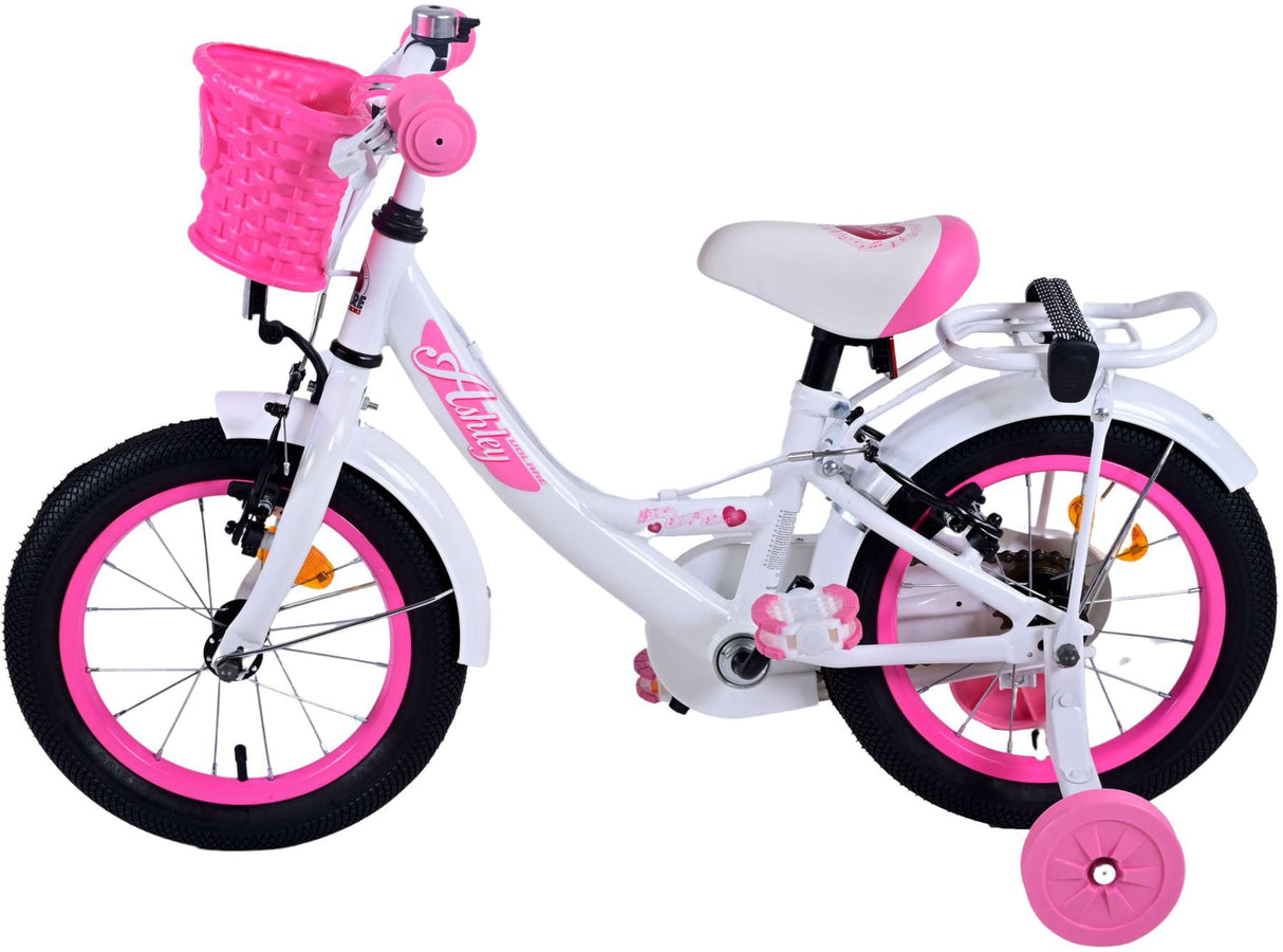 Volare Ashley Children's Bike Girls 14 pouces blancs blancs freins à main