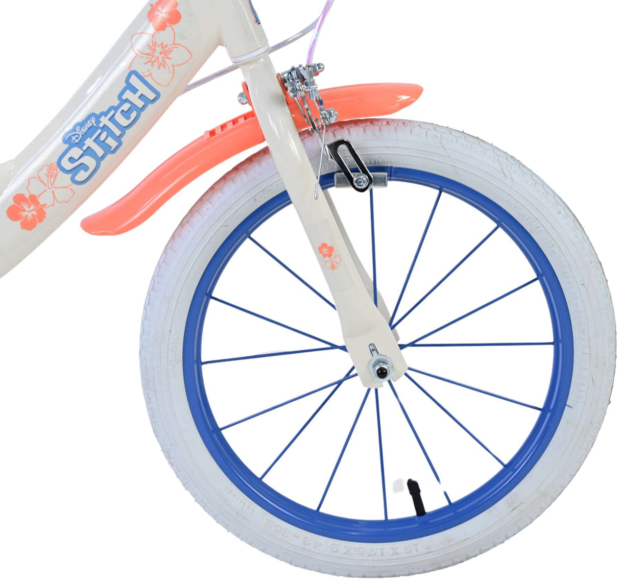 Stitch Stitch Children's Bike Girls 16 pouces Crème Coral Bleu à deux mains Freins