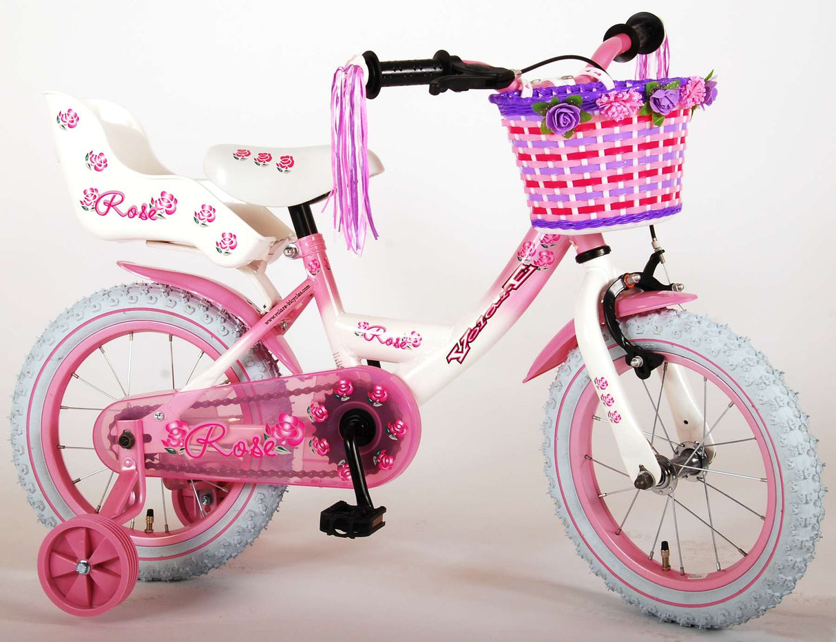 Volare Rose Child's Bike Girls 14 pouces Rose blanc 95% assemblé