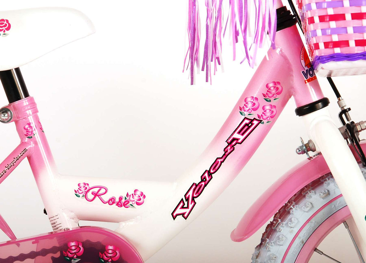 Volare Rose Child's Bike Girls 14 pouces Rose blanc 95% assemblé