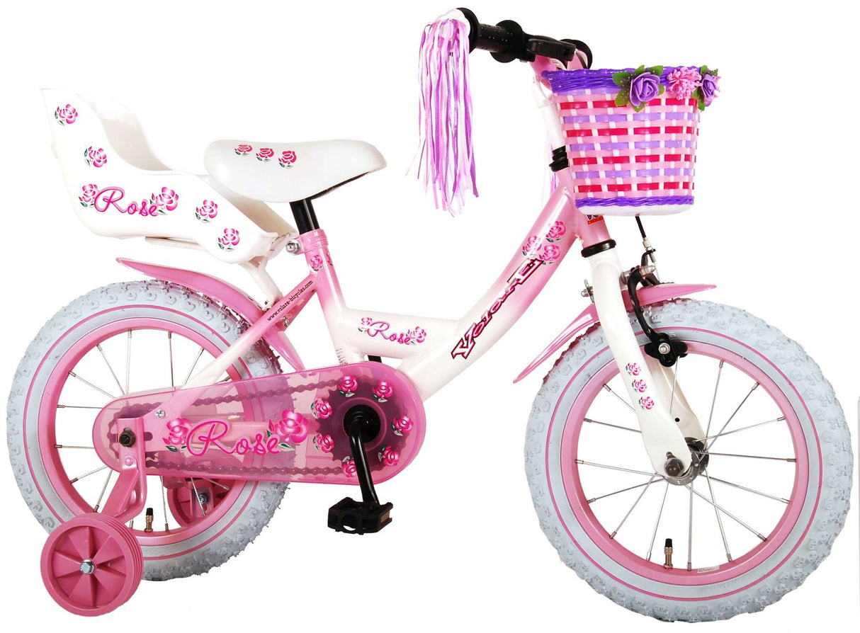 Volare Rose Child's Bike Girls 14 pouces Rose blanc 95% assemblé