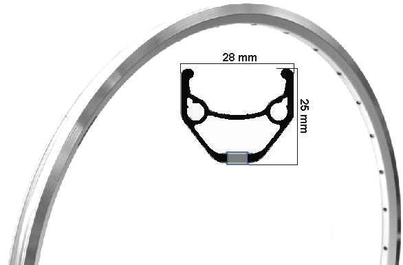 Ryde Velg Zac 421 28 pouces (622) Rim de frein en argent 32 trou cassé en double