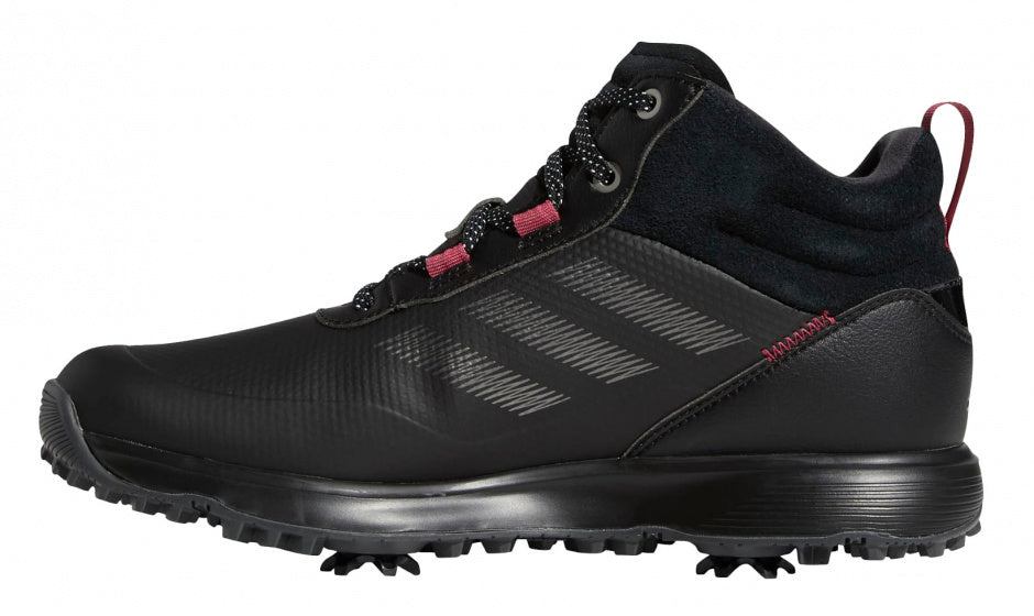 Chaussures de golf adidas s2g mid cutes dames cuir en cuir noir rose mt 36 2 3