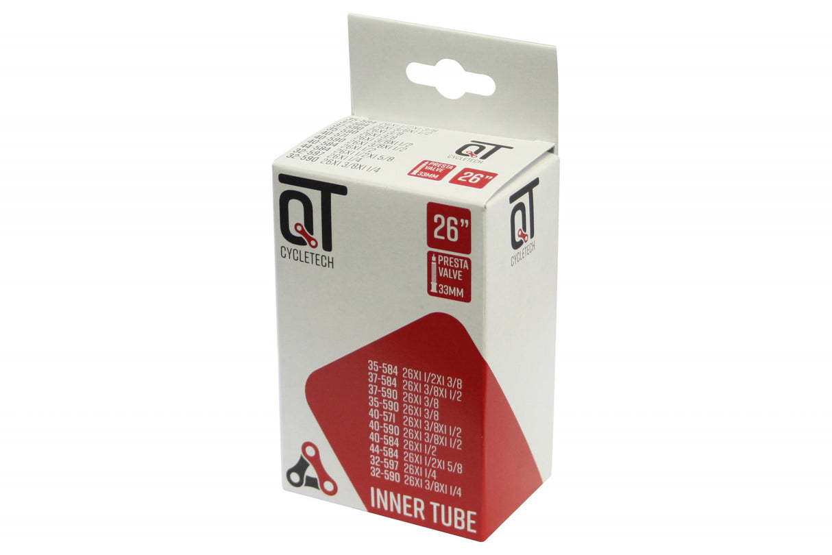 Qtcychectech QT Tube intérieur 26 pouces SV12 33mm 26x13 8 37-590 SV 33 mm 2217367