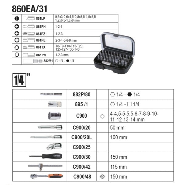 Case d'outils bêta incl. Assortiment de 100 pièces
