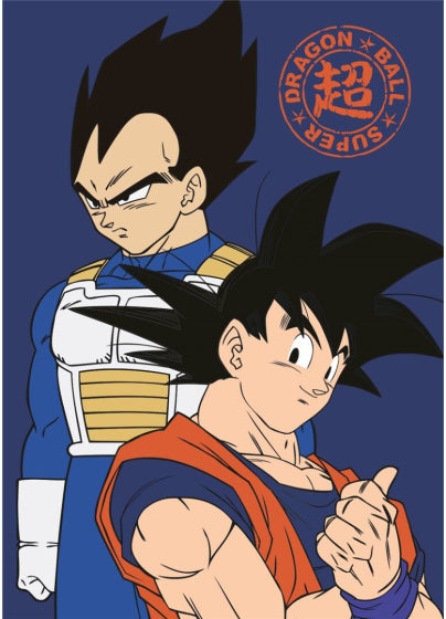 Couverture de toison dragon ball super fils goku y végéta 100 x 140 cm bleu