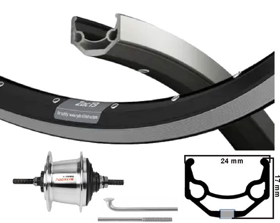 KGS Roue arrière 28 pouces Etro 622 ZAC19 Black Nexus 7 Rollerbrake