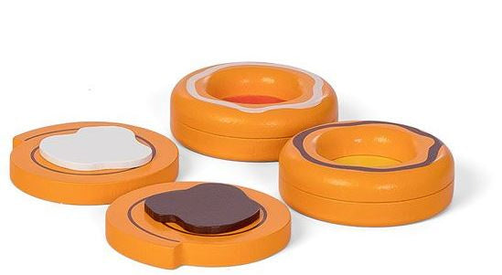 Mamemo gâteau danois junior 6 cm en bois orange brun 4 pièces