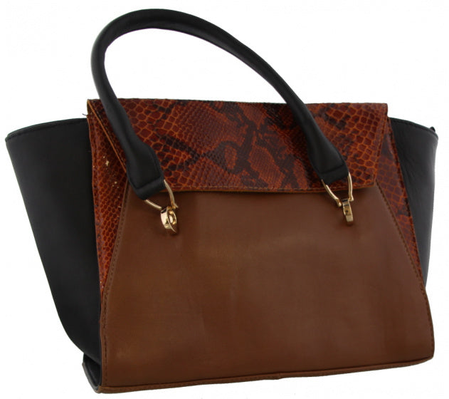 MH Bijoux Sac à bandoulière Dames 24 x 41 cm en cuir noir Brown 2 pièces