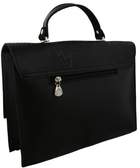 MH Bijoux Sac à bandoulière dames 28 x 21 x 5 cm en cuir noir 2 pièces