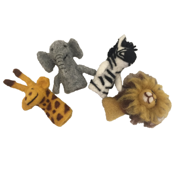 Papoose Toys Papoose Toys African Animal Dinger Puppets 4pc