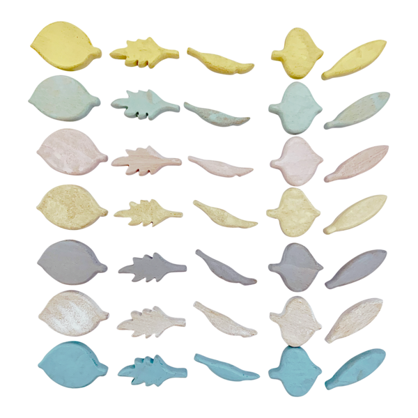 Papoose Toys Papoose Toys Mini Pasttel Leaf Shapes 35pc