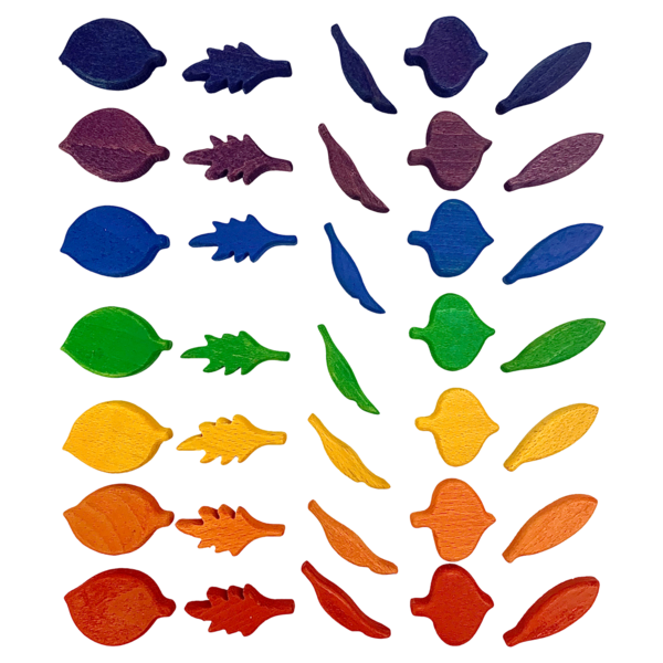 Papoose Toys Papoose Toys mini forme de feuille arc-en-ciel 35pc
