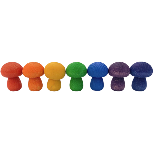 Papoose Toys Papoose Toys mini champignon arc-en-ciel 7pc