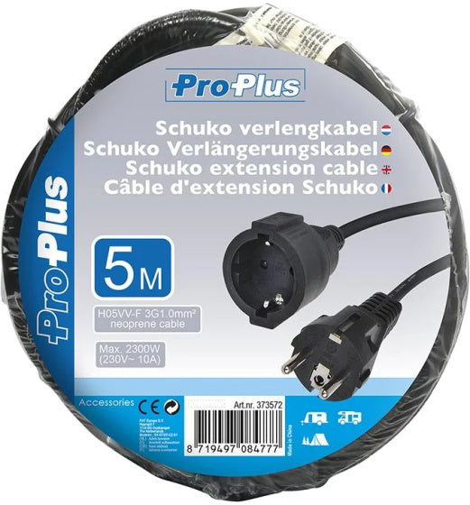 Câble d'extension Proplus Schuko 5 mètres 3x1,0 mm² noir