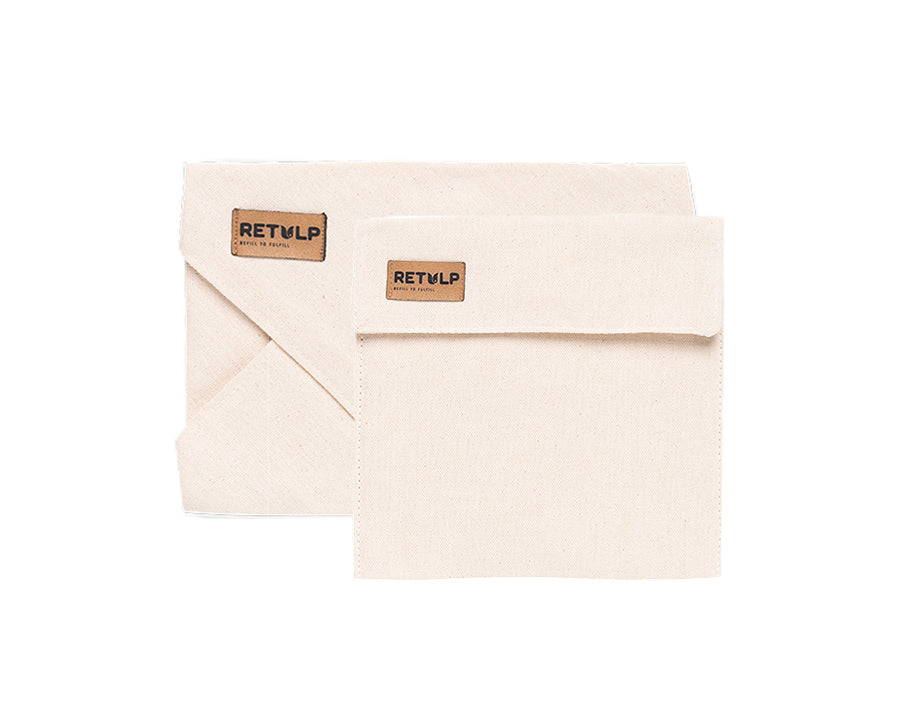 Retulp Lunch Wrap + Sac de rangement Ensemble de coton de 2