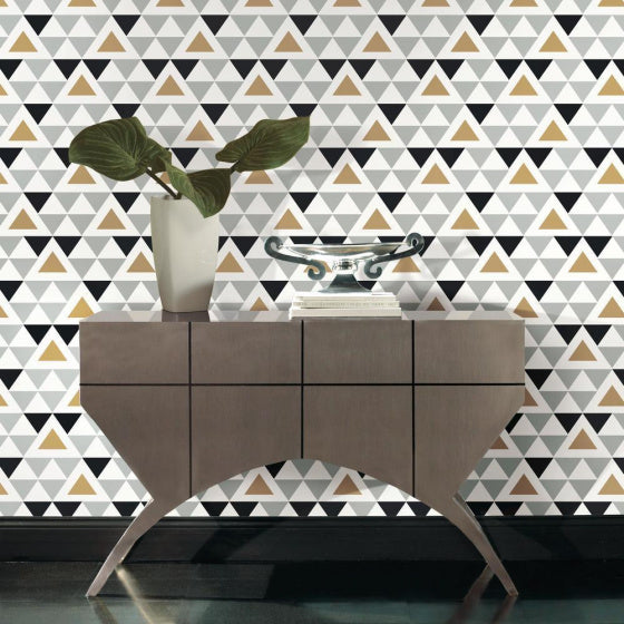Colocat de papier peint et bâton géo.-t 503 cm gris en vinyle