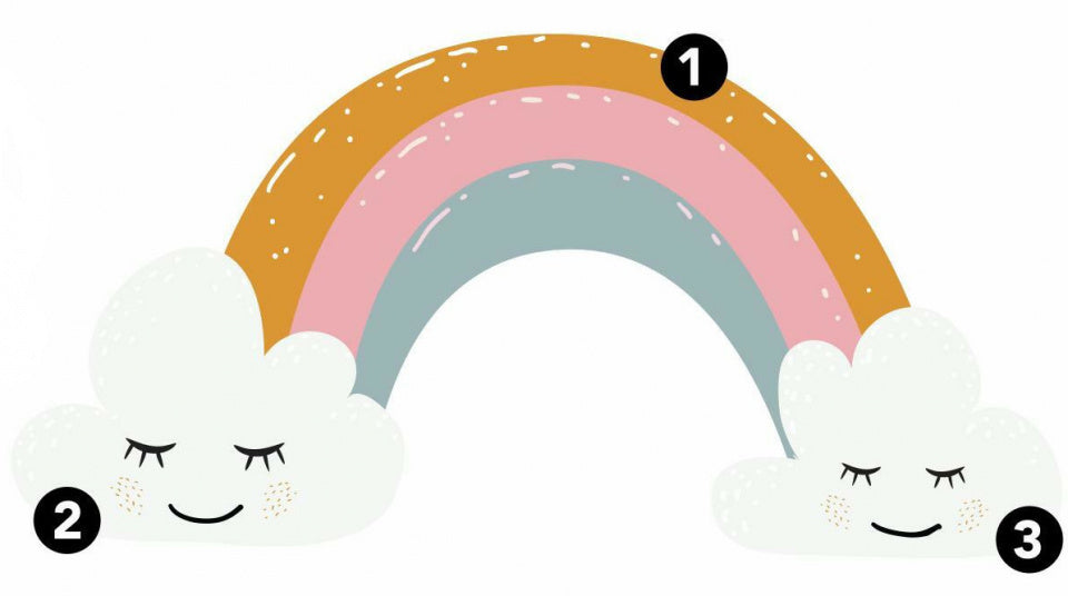 Colocataires autocollants muraux coeurs arc-en-ciel 112 cm en vinyle 47 pièces