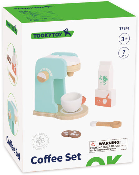 Cafetière en bois de Toky Toky avec accessoires 7 pièces