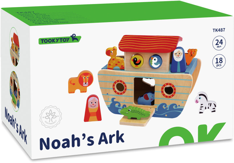 Toky Toy Noah's Ark Houten Vormboot 24 mois 18 pièces