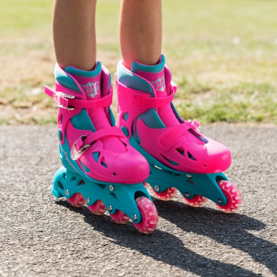 Xootz Inline Skates Hardboot Pink Turquoise Taille 32-35