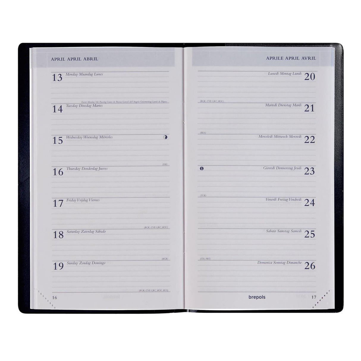 Brepols zakagenda breplan week 2026 seta zwart blauw rood 9x16cm