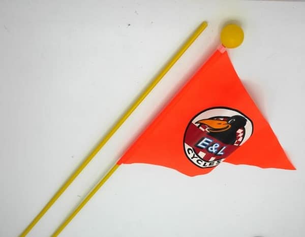 Drapeau de vélo orange Van der Doelen avec impression 140 cm de long