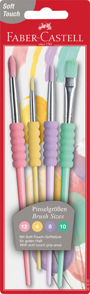 Faber Castell FC-481620 jeu de pinceaux soft touch 4 pièces couleurs pastel