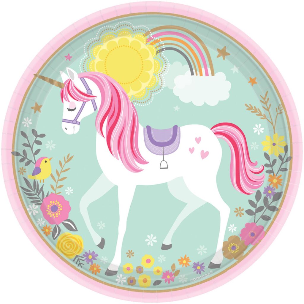 Assiettes licorne basiques 23 cm 8 pièces