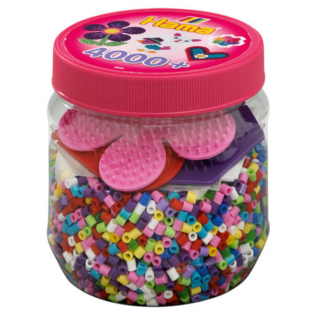 Hama perles à repasser tonne 4000 pièces + 3 plaques rose