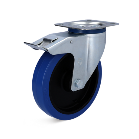 Torwegge roulette pivotante avec frein caoutchouc bleu ø125 plastique
