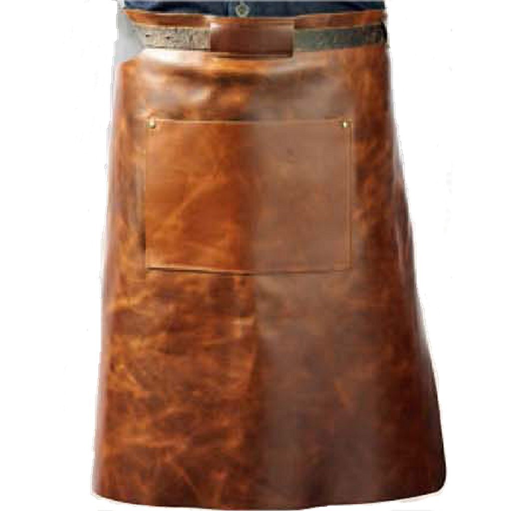 Vitello Vitello Leather barbecue apron with bag 60 cm long blue