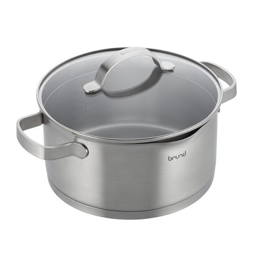 Casserole Brund avec couvercle en verre 4l inox