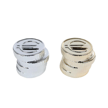Spaarpot euromunt zilver goud 9,5x9x8cm