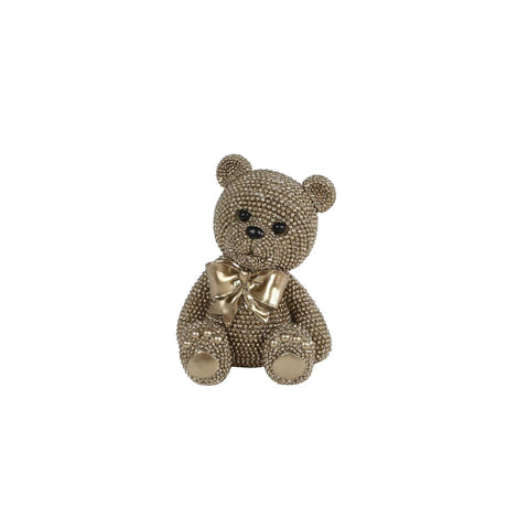 Sculpture ours en peluche doré polystone 10x8x13cm | 3 pièces