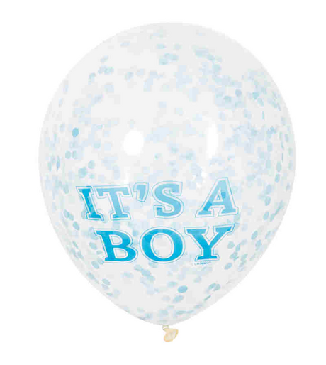 Haza ballons confettis barbe blanche garçon, 6 pcs.