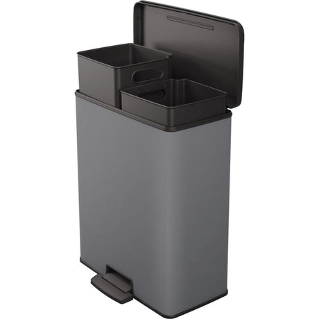 Curver poubelle déco duo 26l+26l gris froid