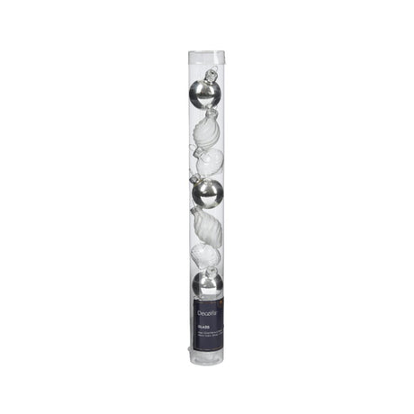 Decoris Boules de Noël mini dia3cm verre argent 9pcs