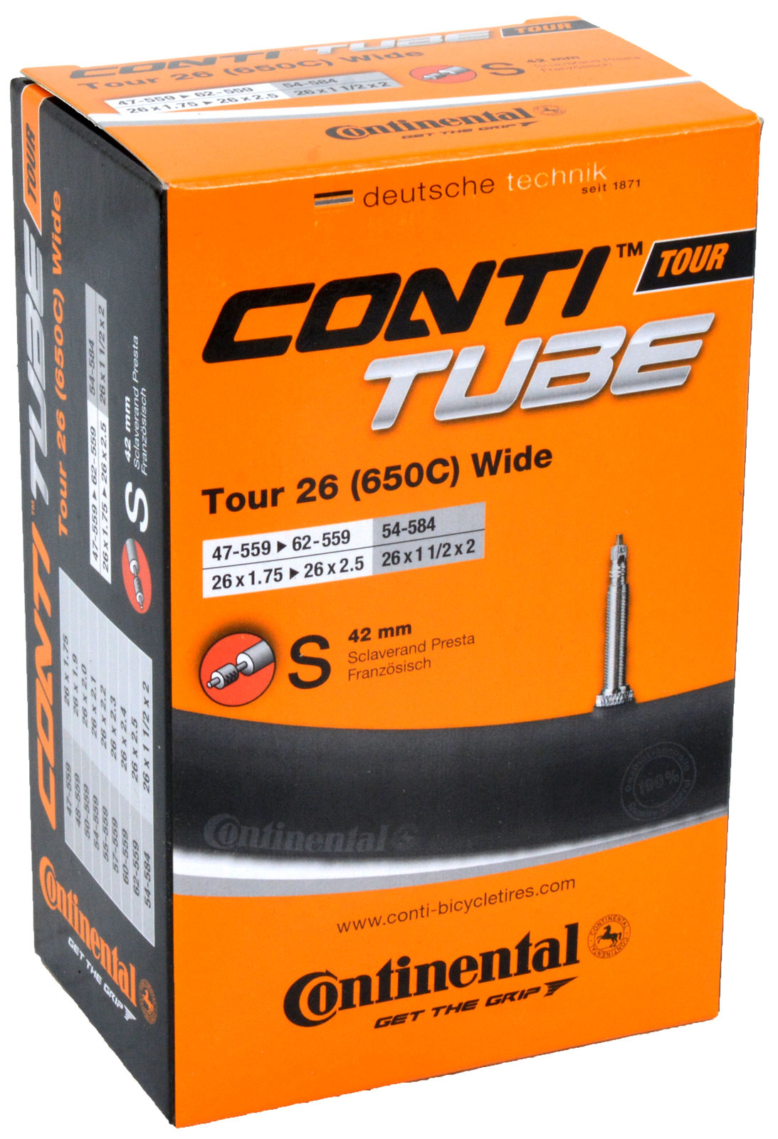 Chambre à air Continental SV13 tour 26 pouces 47 62-559 SV42mm