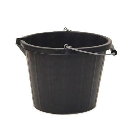 Round plastic bucket with spout black 14l