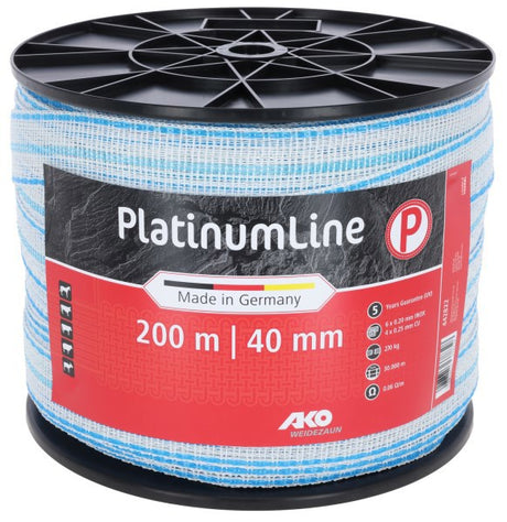 Ako Platinumline Scare Tape 40 mm blanc-bleu 200m