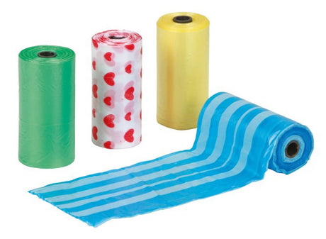 Sacs à crottes de chien colorés 4x20 en plastique