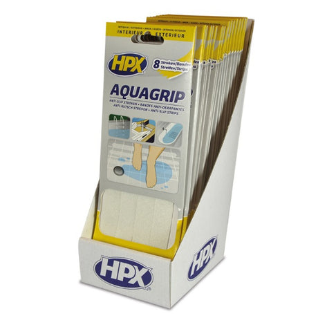 Hpx ruban antidérapant aqua grip 8 pièces transparent 20mm x 240mm